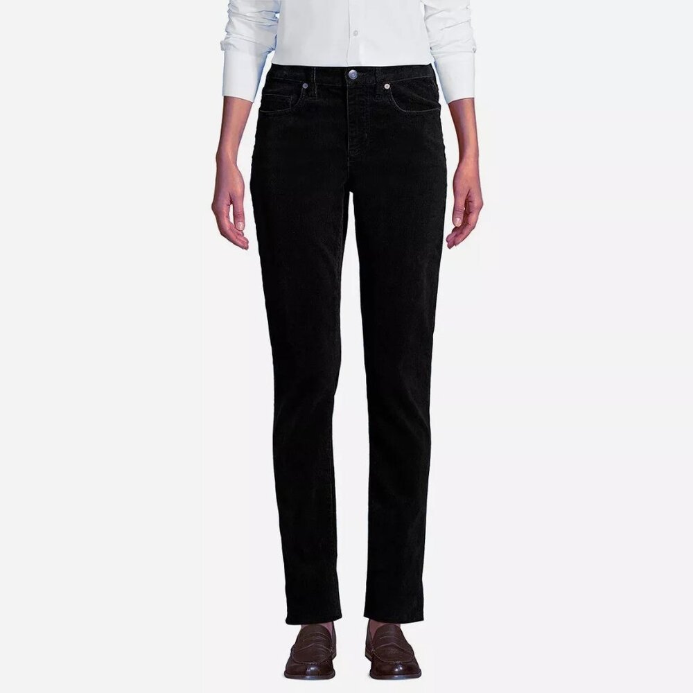 NWT Womens Petite Size 6 6P LL Bean Black Straight-Leg Casco Corduroy Pant NEW